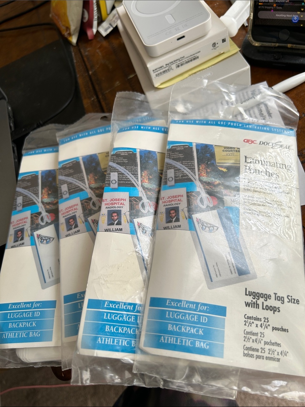 GBC DocuSeal Laminating Pouches 25 - Luggage Tag Size (Lot of 4)